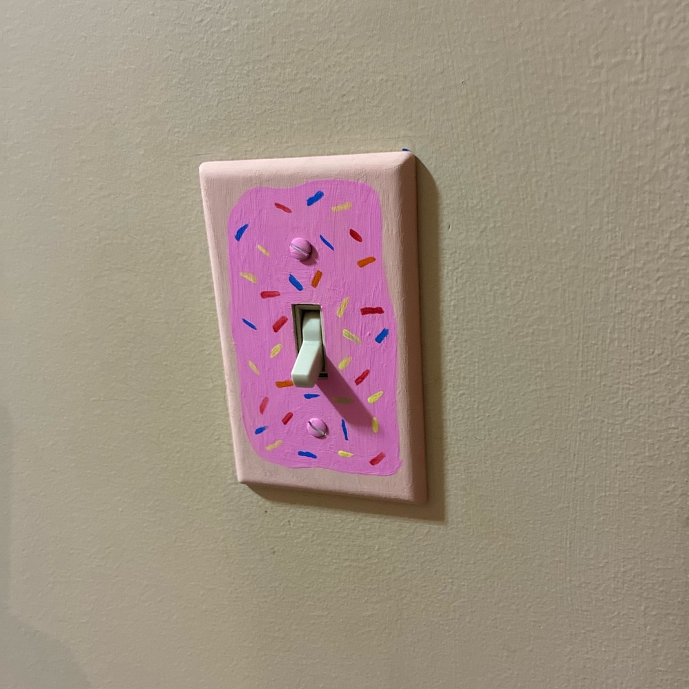 Strawberry Milkshake Pop Art Painted Light Switch - Picture 2 of 3